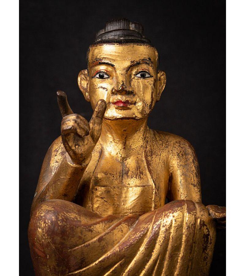 Antique Wooden Burmese Nat Statue from Burma Original Buddhas For Sale 5