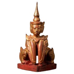Antique wooden Burmese Nat statue from Burma  Original Buddhas