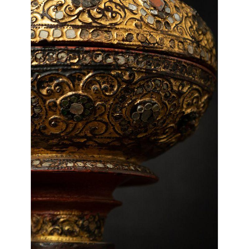 Antique Wooden Burmese Offering Vessel from Burma 11