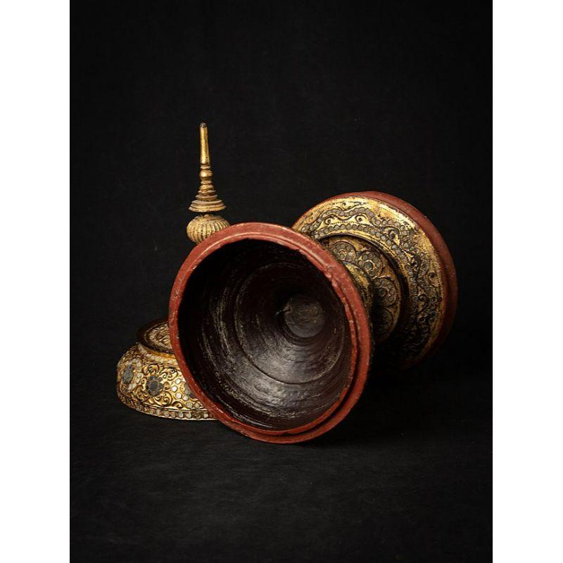 19th Century Antique Wooden Burmese Offering Vessel from Burma For Sale