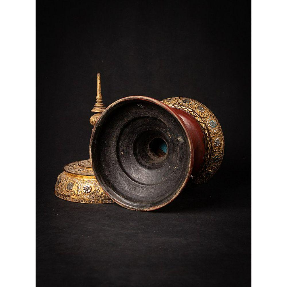 Wood Antique wooden Burmese offering vessel from Burma