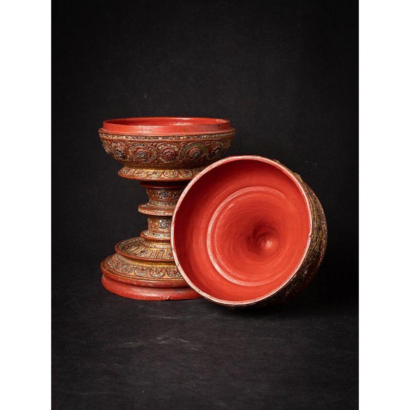 Antique Wooden Burmese Offering Vessel from Burma 2