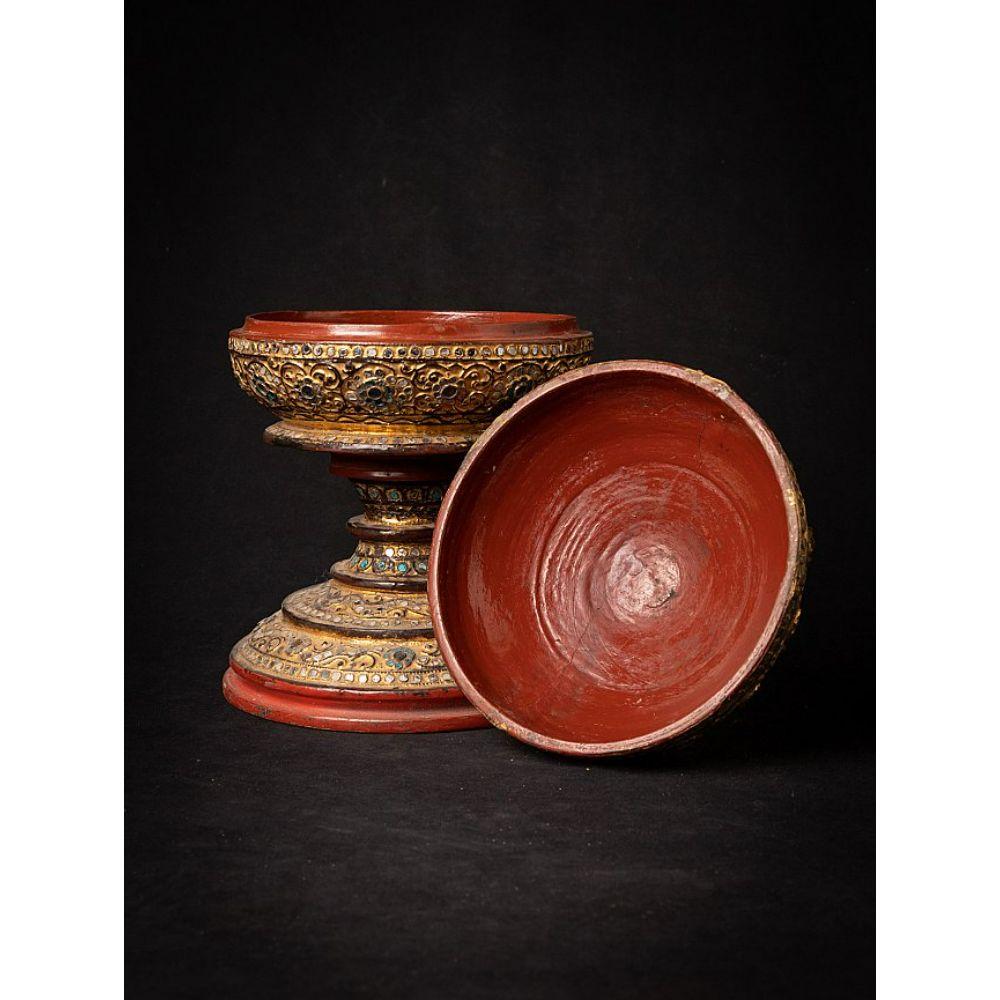 Antique wooden Burmese offering vessel from Burma 1
