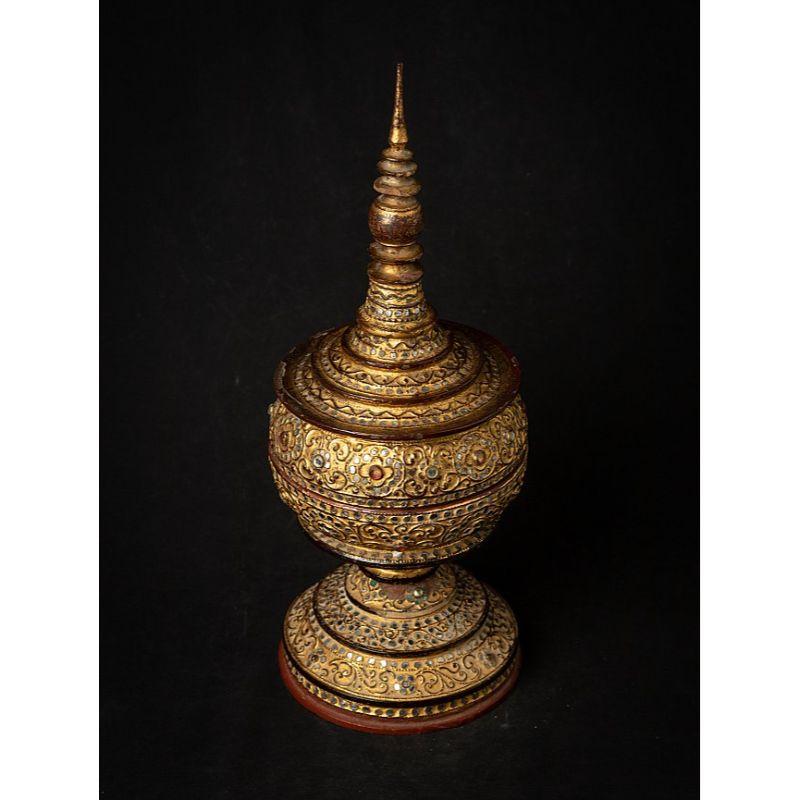 Antikes burmesisches Angebotsgefäß aus Holz aus Burma im Angebot 2