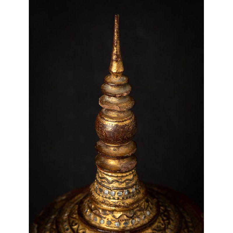Antikes burmesisches Angebotsgefäß aus Holz aus Burma im Angebot 3