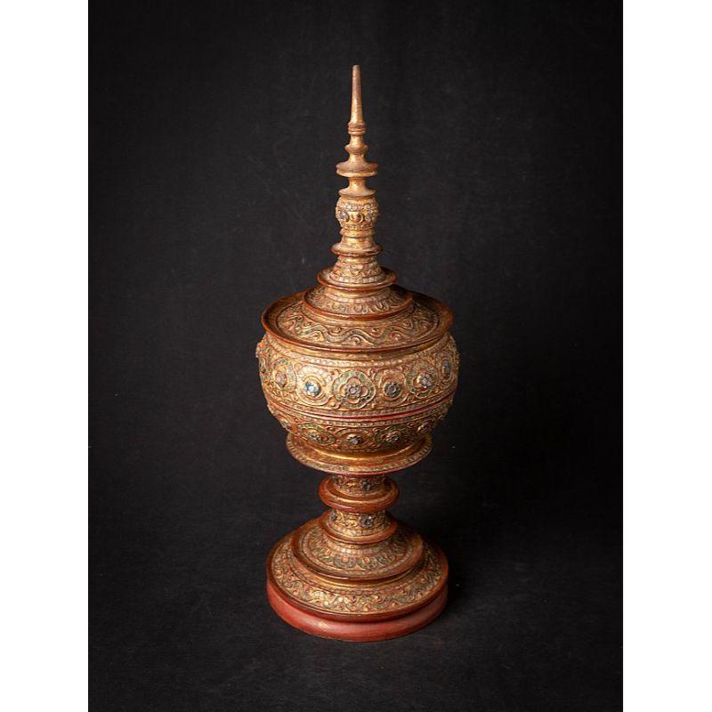 Antique Wooden Burmese Offering Vessel from Burma For Sale 5