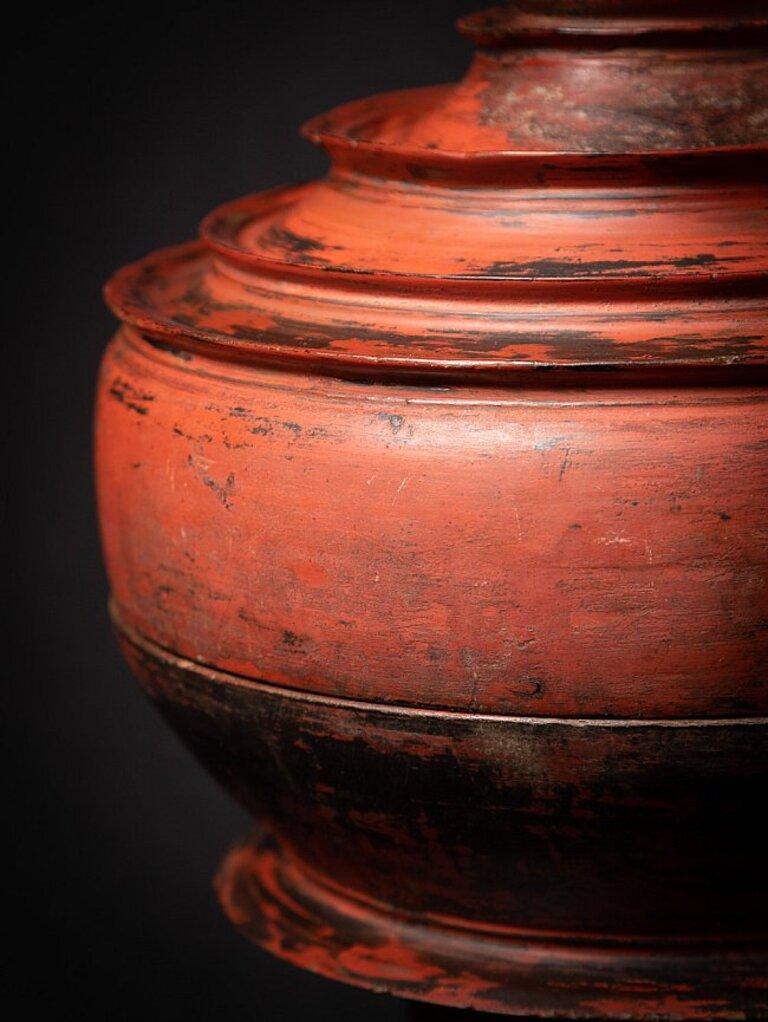 Antique Wooden Burmese Offering Vessel from Burma 5