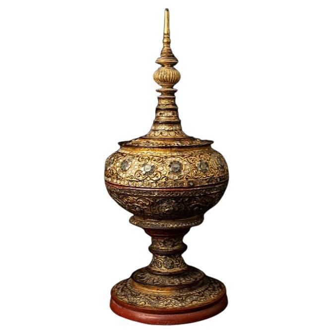 Antique Wooden Burmese Offering Vessel from Burma For Sale