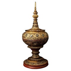 Antique Wooden Burmese Offering Vessel from Burma