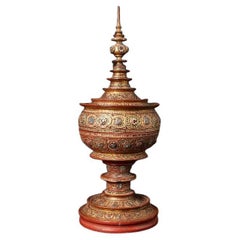 Antique Wooden Burmese Offering Vessel from Burma