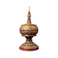 Antique wooden Burmese offering vessel from Burma