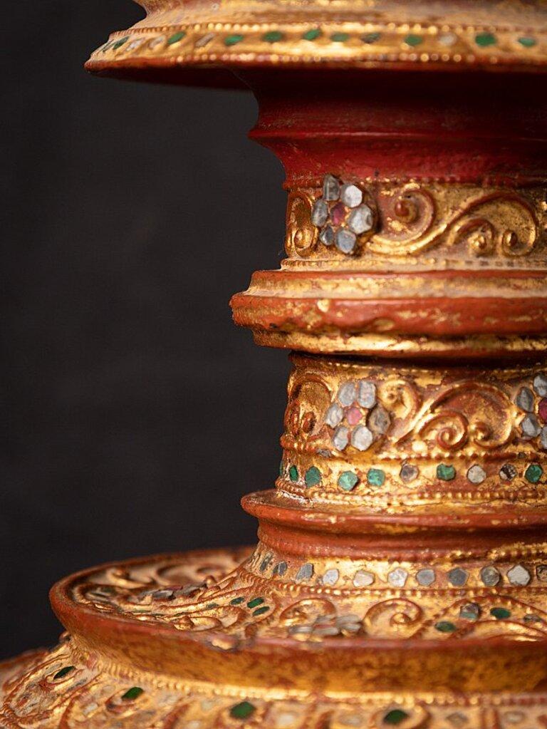 Antique Wooden Burmese Offering Vessel from Burma Original Buddhas 9