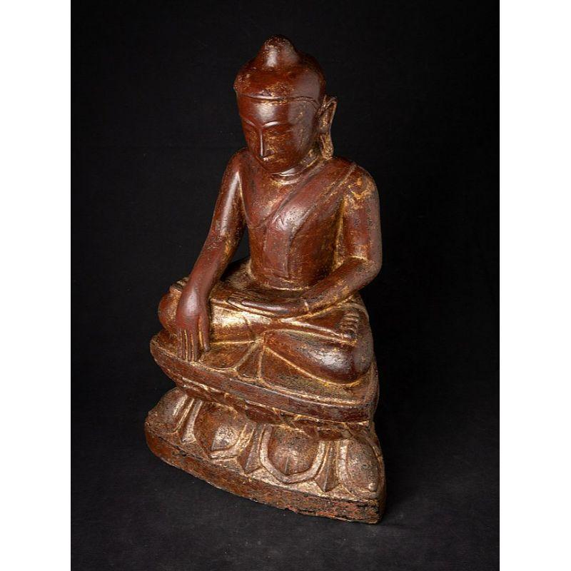 Antike burmesische Pinya-Buddha-Statue aus Holz aus Burma im Angebot 8