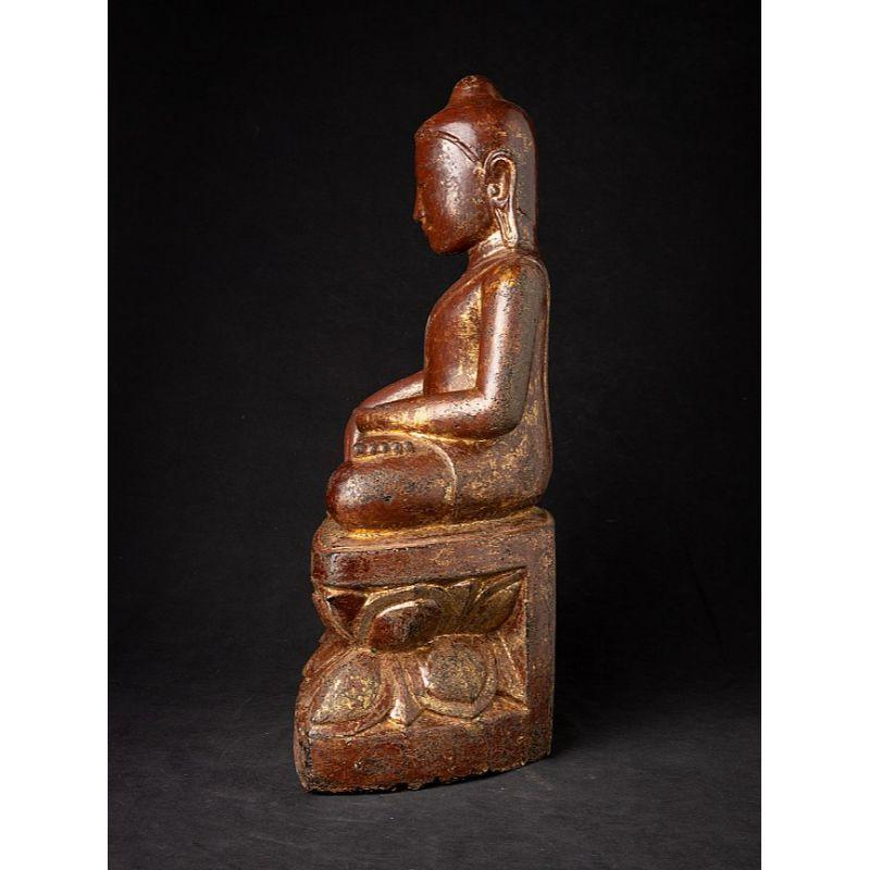 Antike burmesische Pinya-Buddha-Statue aus Holz aus Burma (Birmanisch) im Angebot