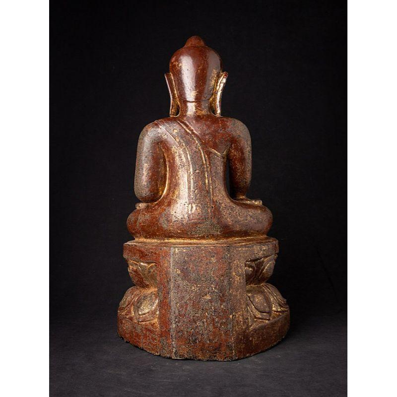 Antike burmesische Pinya-Buddha-Statue aus Holz aus Burma im Zustand „Gut“ im Angebot in DEVENTER, NL