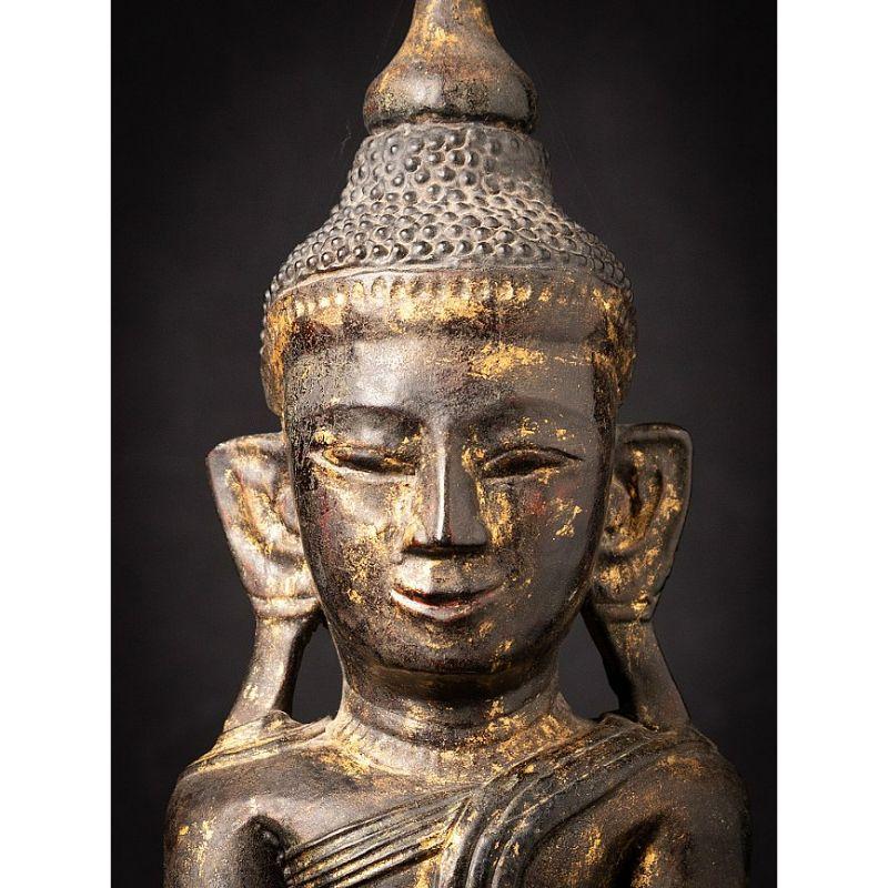 Antiker burmesischer Shan-Buddha aus Holz aus Burma im Angebot 5