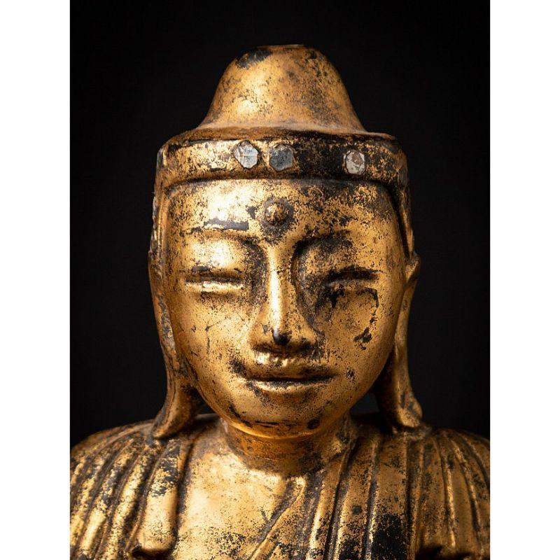 Antiker burmesischer Shan-Buddha aus Holz aus Burma im Angebot 5