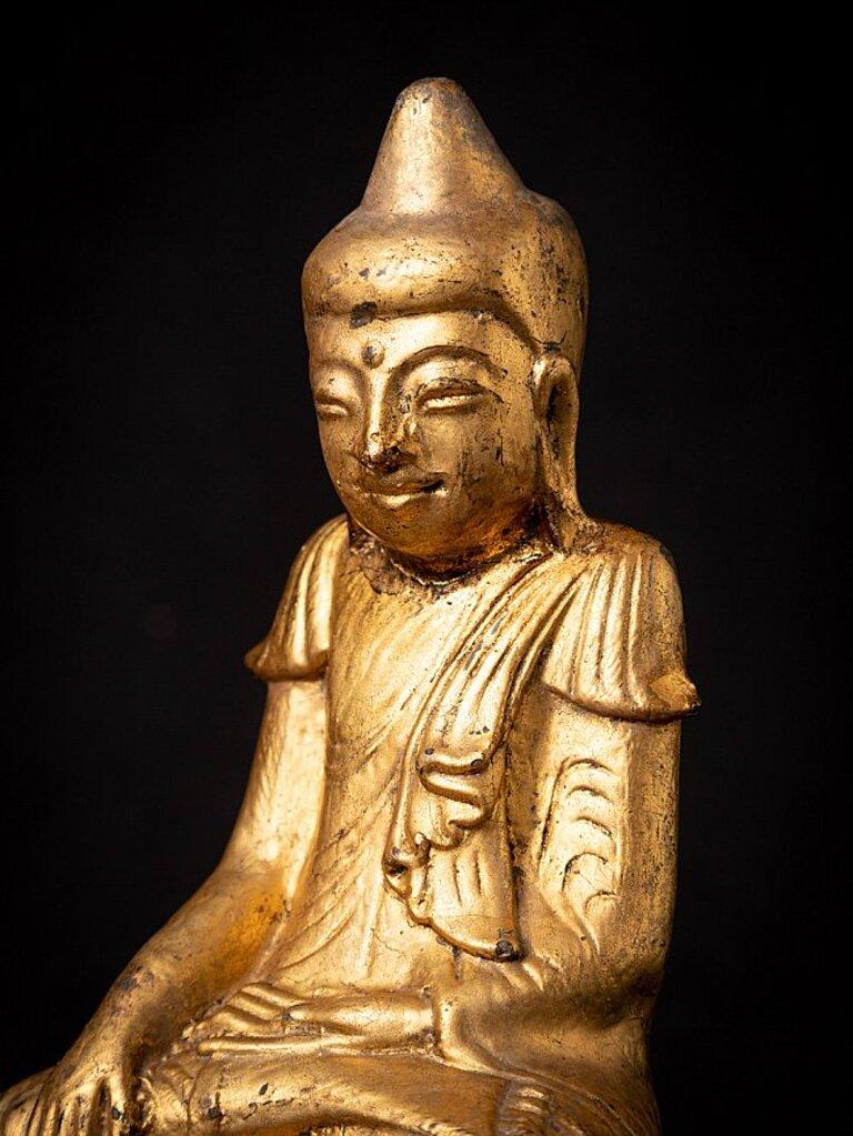 Bouddha birman Shan ancien en bois de Birmanie en vente 6
