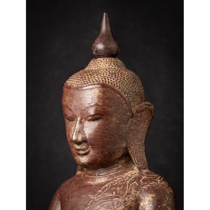 Bouddha birman Shan ancien en bois de Birmanie en vente 7
