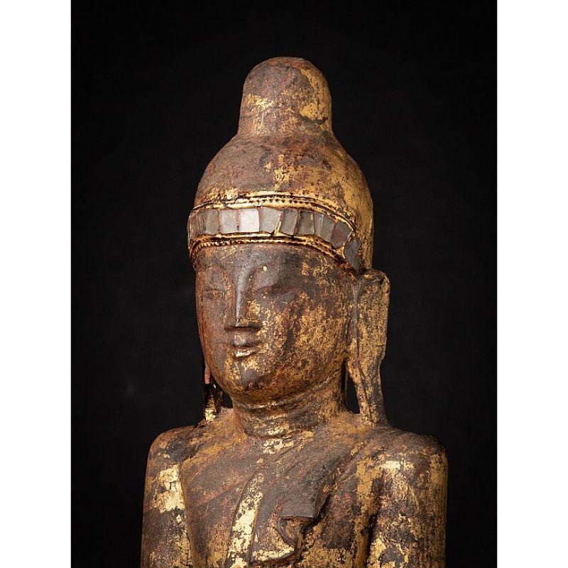 Antique Wooden Burmese Shan Buddha from Burma For Sale 8