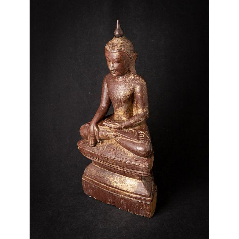 Bouddha birman Shan ancien en bois de Birmanie en vente 8