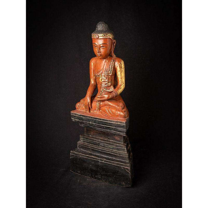Antiker burmesischer Shan-Buddha aus Holz aus Burma im Angebot 8
