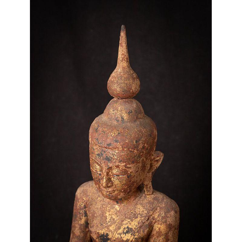 Bouddha birman Shan ancien en bois de Birmanie en vente 9