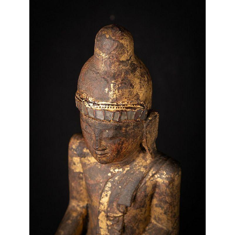 Bouddha birman Shan ancien en bois de Birmanie en vente 9