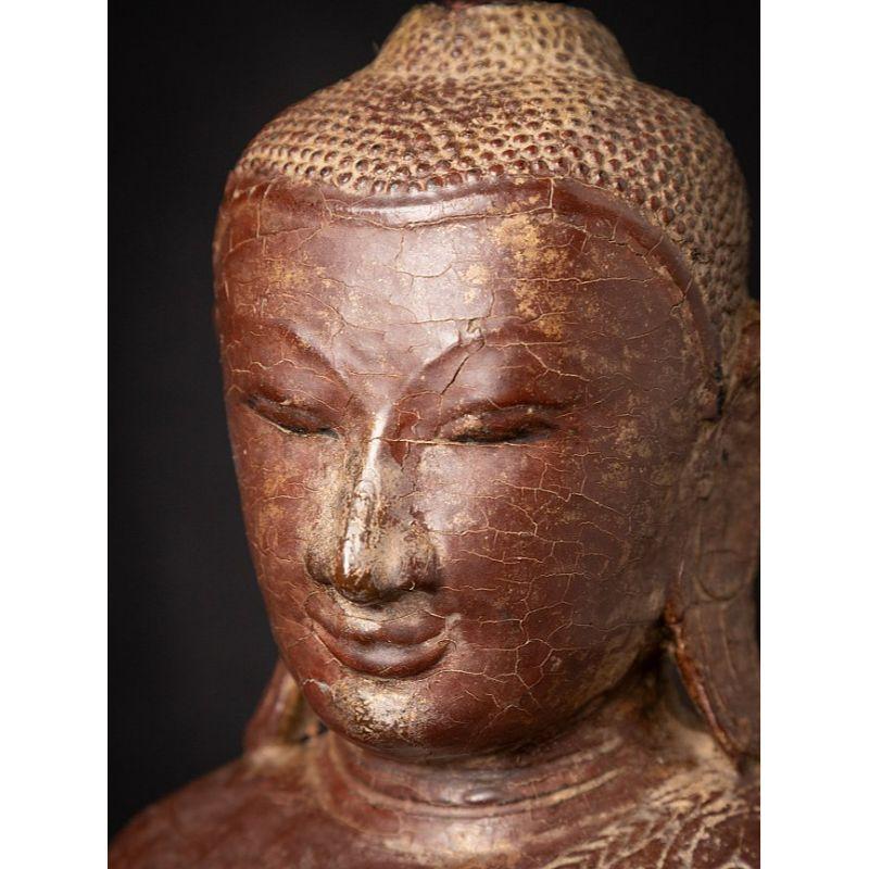 Bouddha birman Shan ancien en bois de Birmanie en vente 10