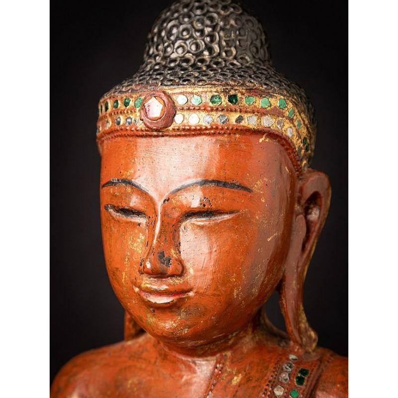 Antiker burmesischer Shan-Buddha aus Holz aus Burma im Angebot 10
