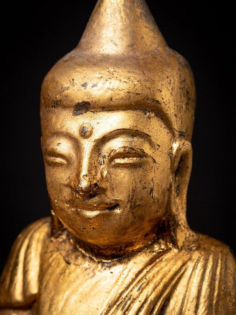 Bouddha birman Shan ancien en bois de Birmanie en vente 10