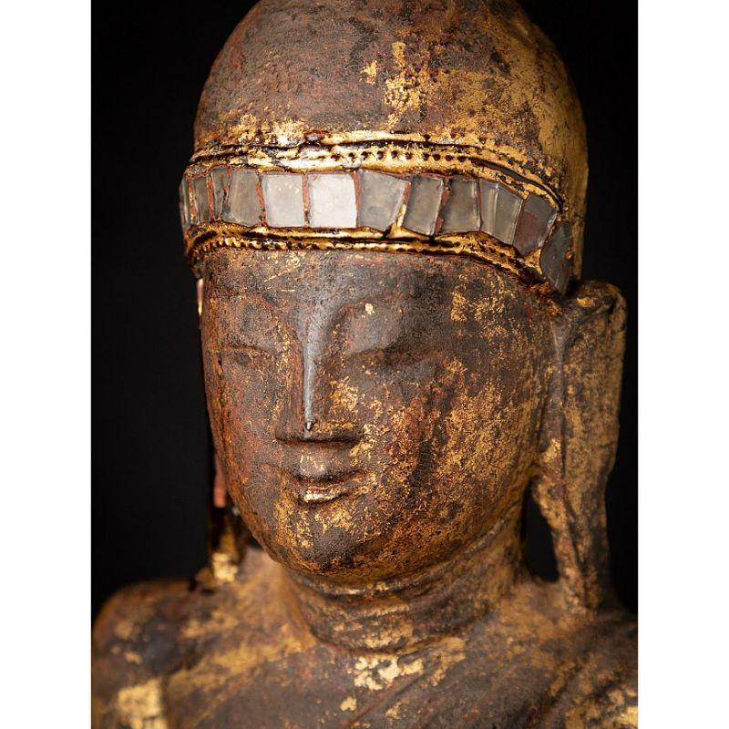 Bouddha birman Shan ancien en bois de Birmanie en vente 10