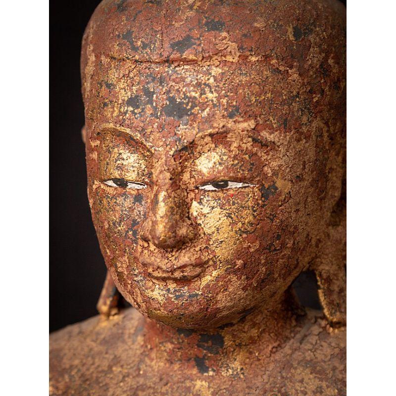 Bouddha birman Shan ancien en bois de Birmanie en vente 11