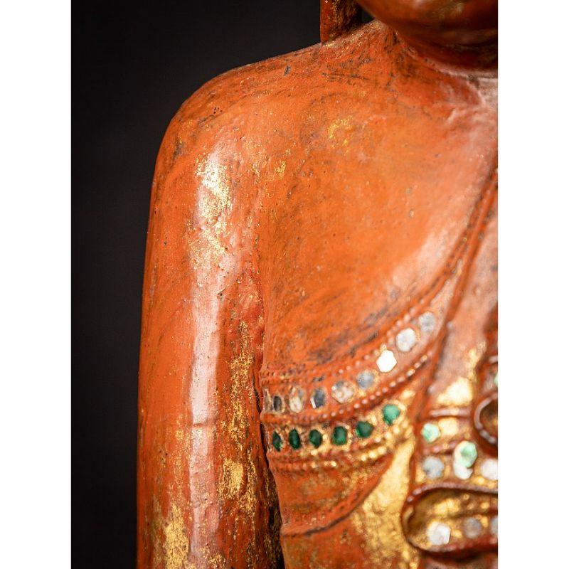 Antiker burmesischer Shan-Buddha aus Holz aus Burma im Angebot 11