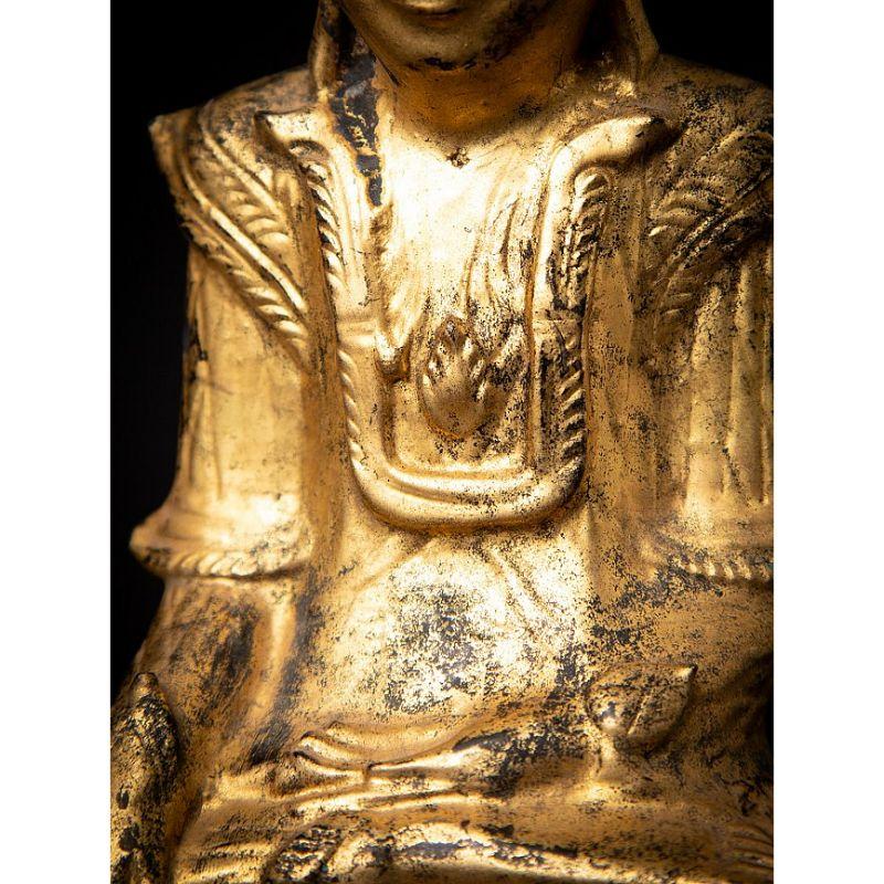 Bouddha birman Shan ancien en bois de Birmanie en vente 11