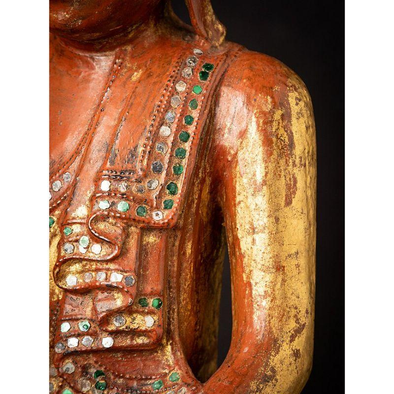 Antiker burmesischer Shan-Buddha aus Holz aus Burma im Angebot 12