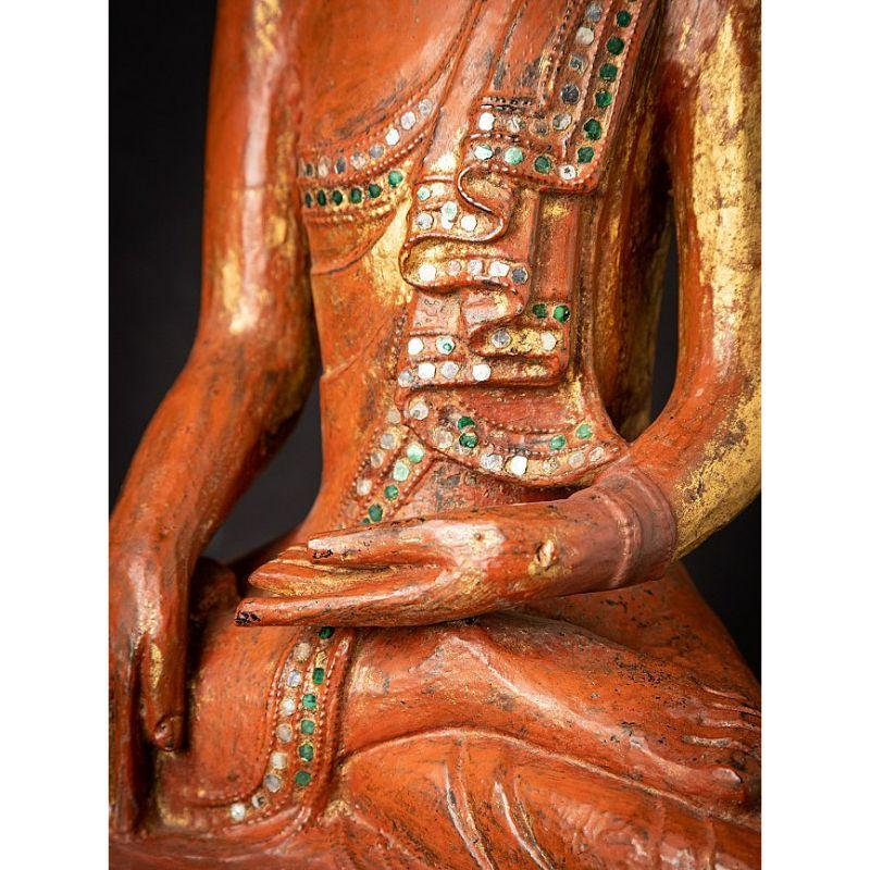 Antiker burmesischer Shan-Buddha aus Holz aus Burma im Angebot 13