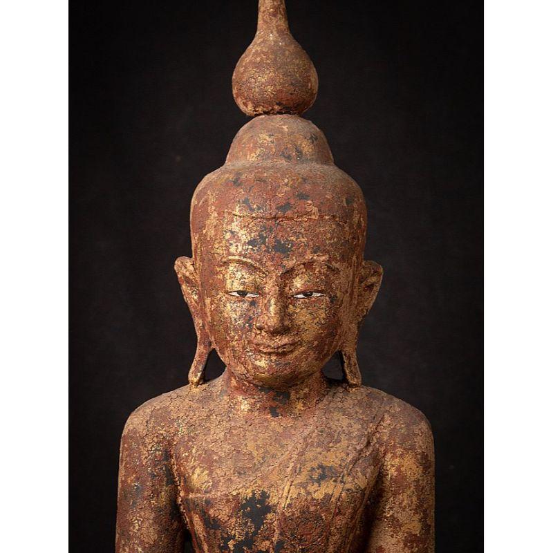 Bouddha birman Shan ancien en bois de Birmanie Bon état - En vente à DEVENTER, NL