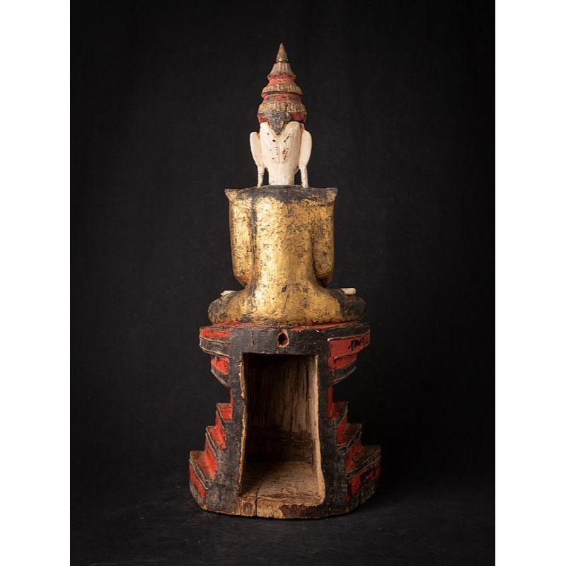 18th Century and Earlier Antique Wooden Burmese Shan Buddha from Burma For Sale