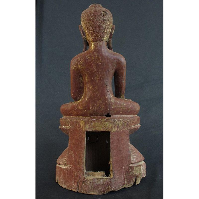 18th Century and Earlier Antique Wooden Burmese Shan Buddha from Burma For Sale