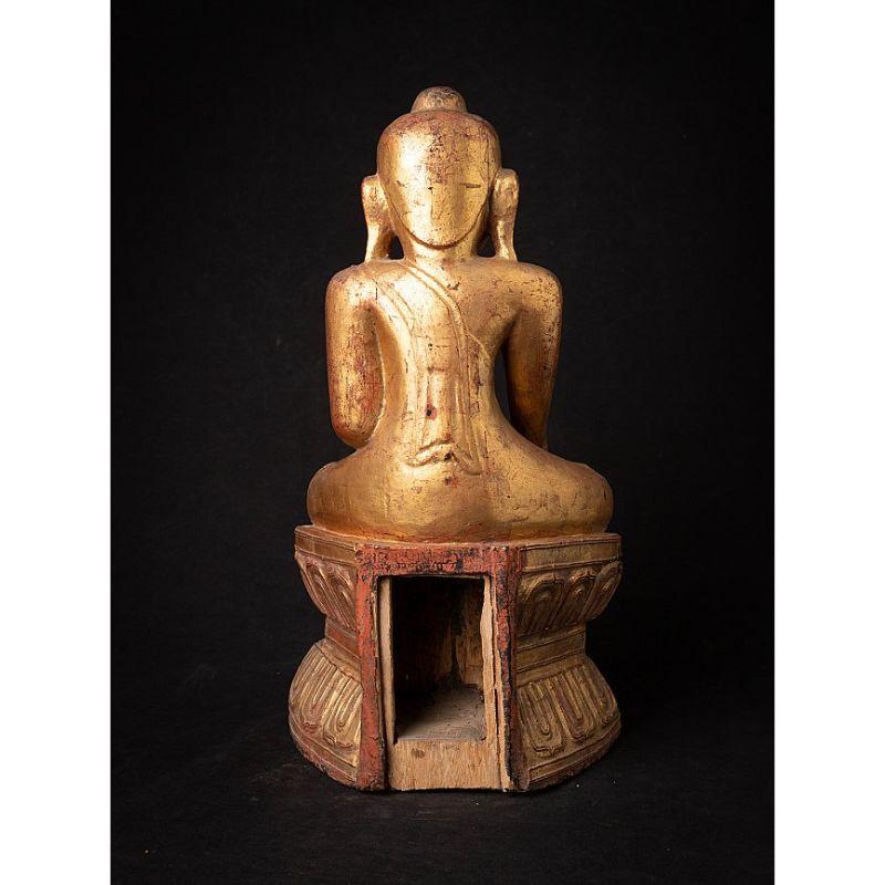 18th Century and Earlier Antique Wooden Burmese Shan Buddha from Burma For Sale