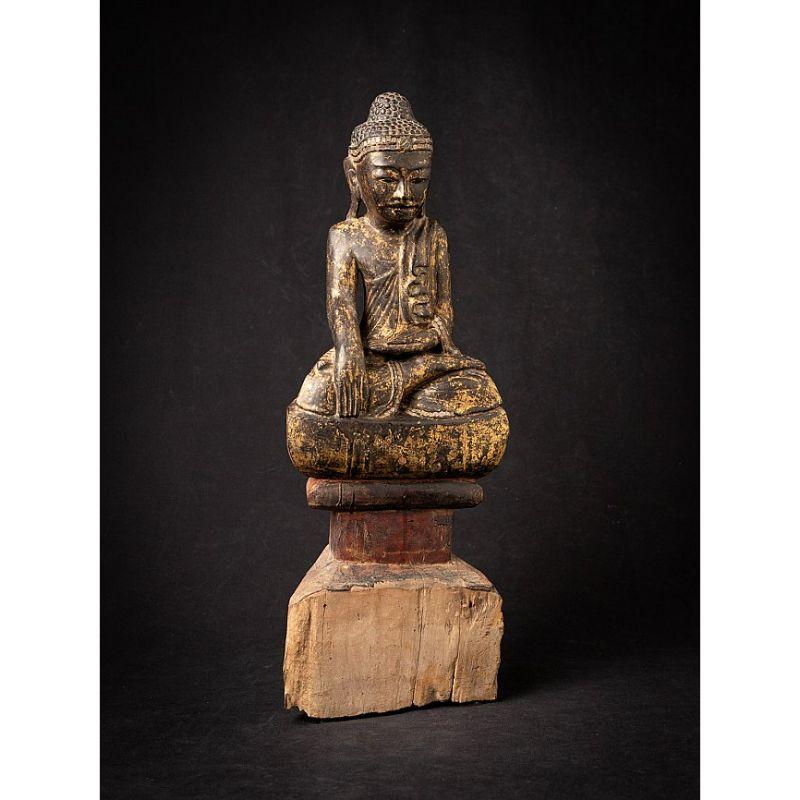 Bouddha birman Shan ancien en bois de Birmanie en vente 1