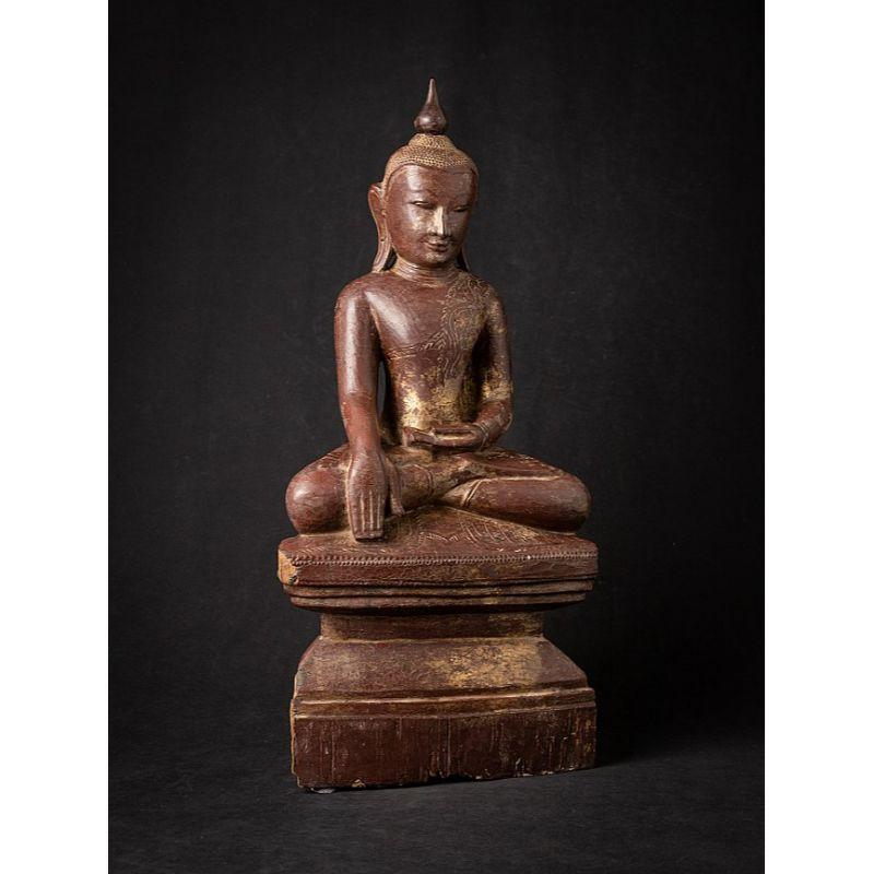 Bouddha birman Shan ancien en bois de Birmanie en vente 1