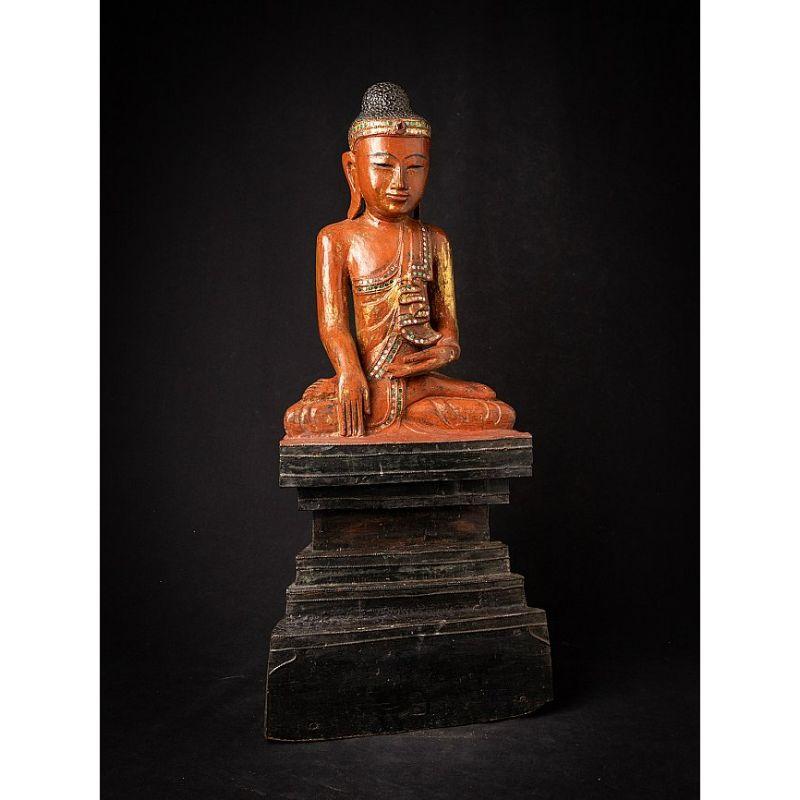 Antiker burmesischer Shan-Buddha aus Holz aus Burma im Angebot 1