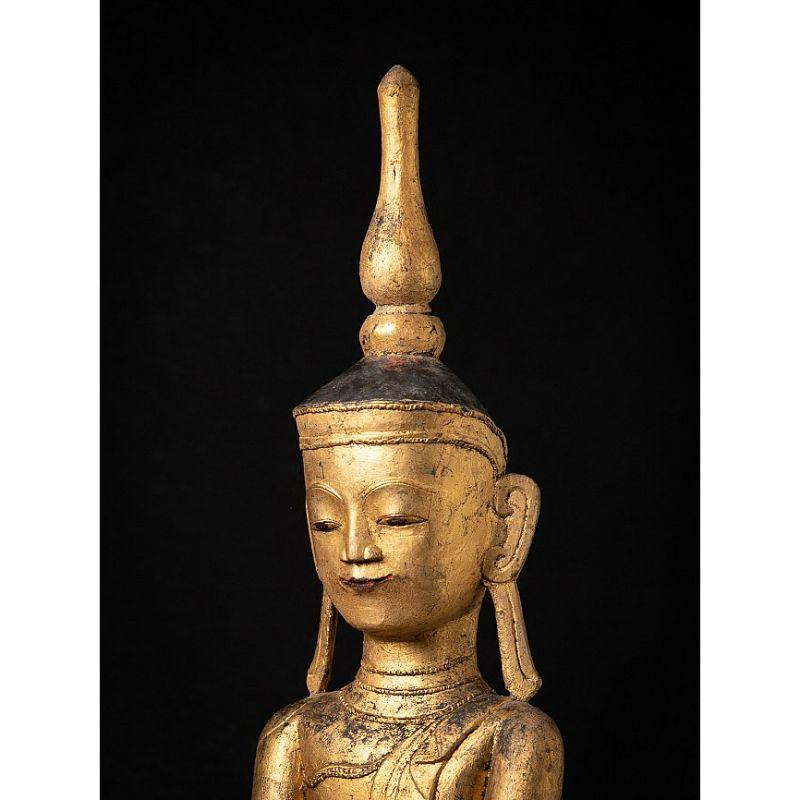 Antique Wooden Burmese Shan Buddha from Burma For Sale 2