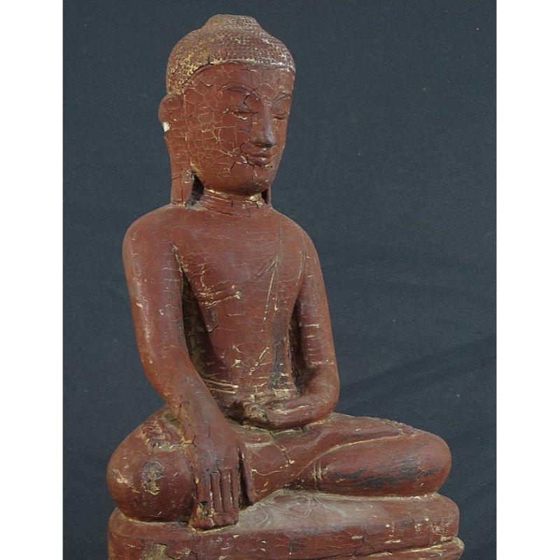 Antique Wooden Burmese Shan Buddha from Burma For Sale 3