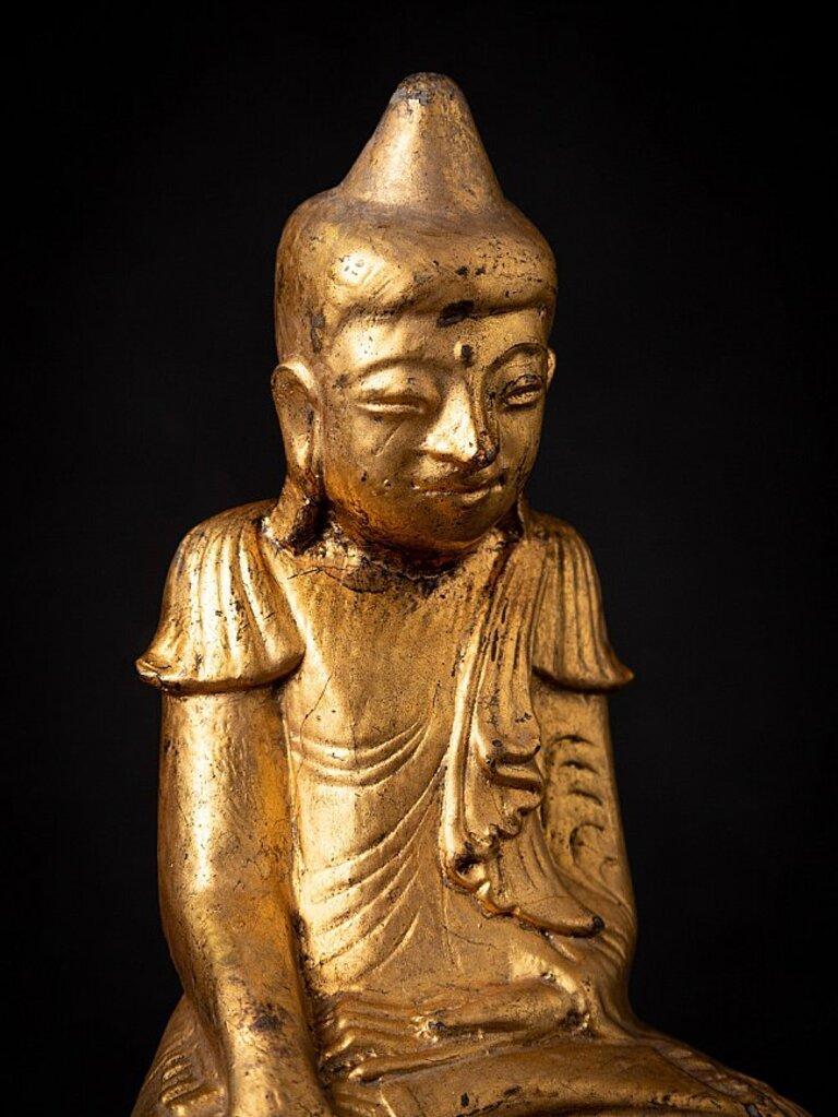 Bouddha birman Shan ancien en bois de Birmanie en vente 2