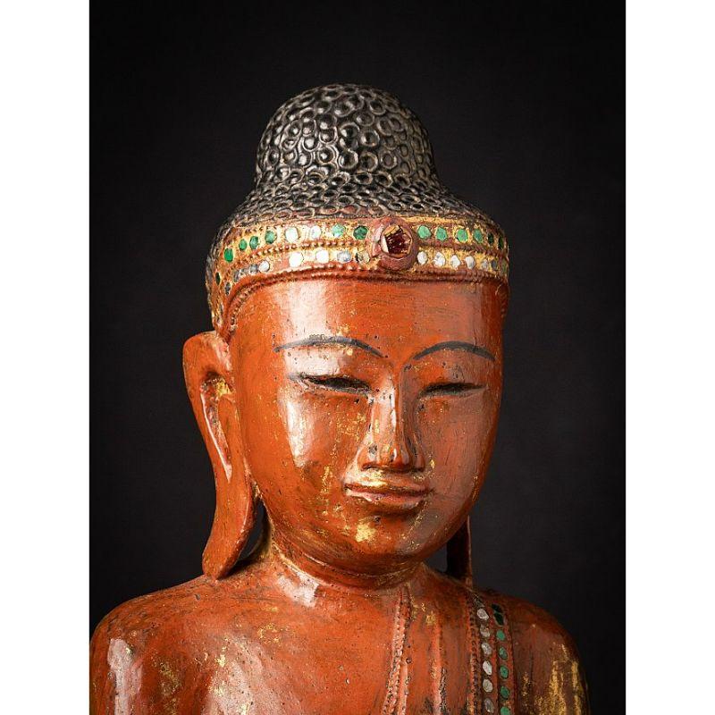 Antiker burmesischer Shan-Buddha aus Holz aus Burma im Angebot 3