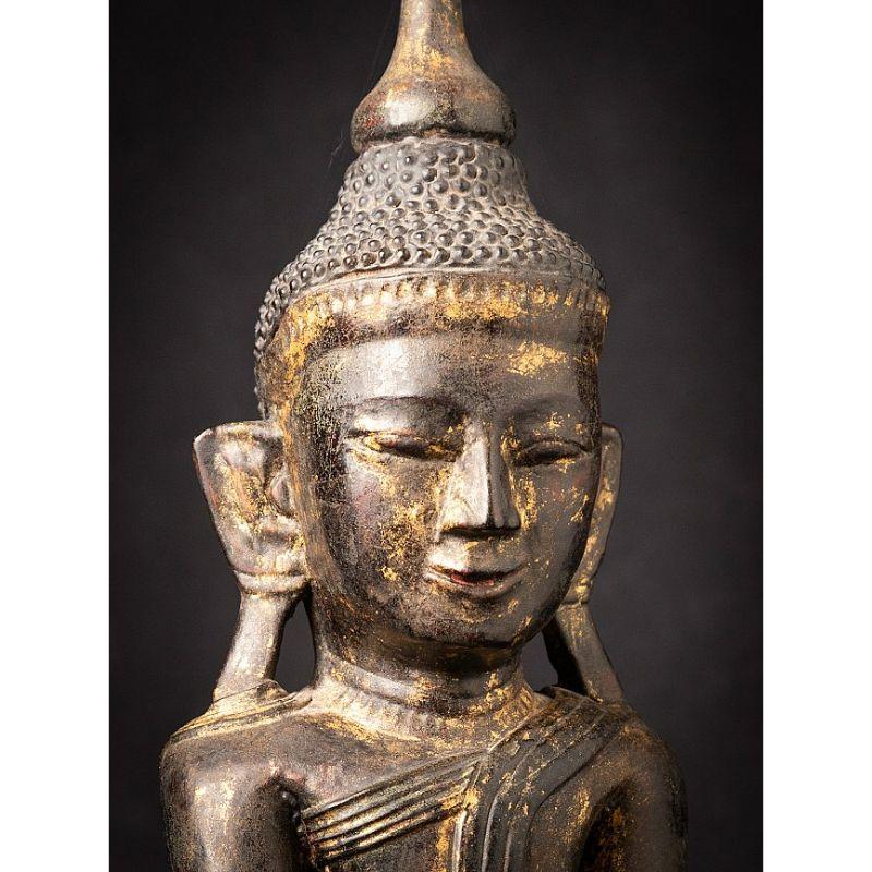 Antiker burmesischer Shan-Buddha aus Holz aus Burma im Angebot 3