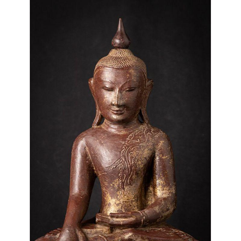 Bouddha birman Shan ancien en bois de Birmanie en vente 4